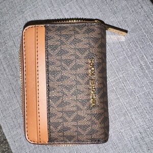 Michael Kors Signature Brown and Tan Card Holder